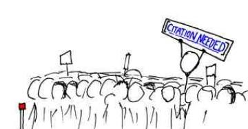 Image of somebody waving a 'citation needed' sign